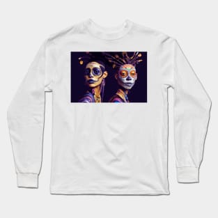 Two people with voodoo makeup on thier faces Long Sleeve T-Shirt